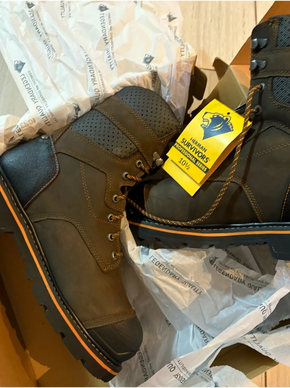 Herman Survivors Men's Olive Brown Work Boots - Rugged Lace-Up Comfort